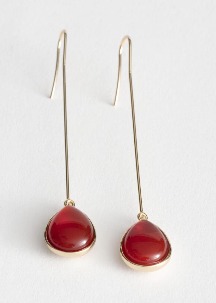 Other Stories Pendant Crystal Earrings - Orange