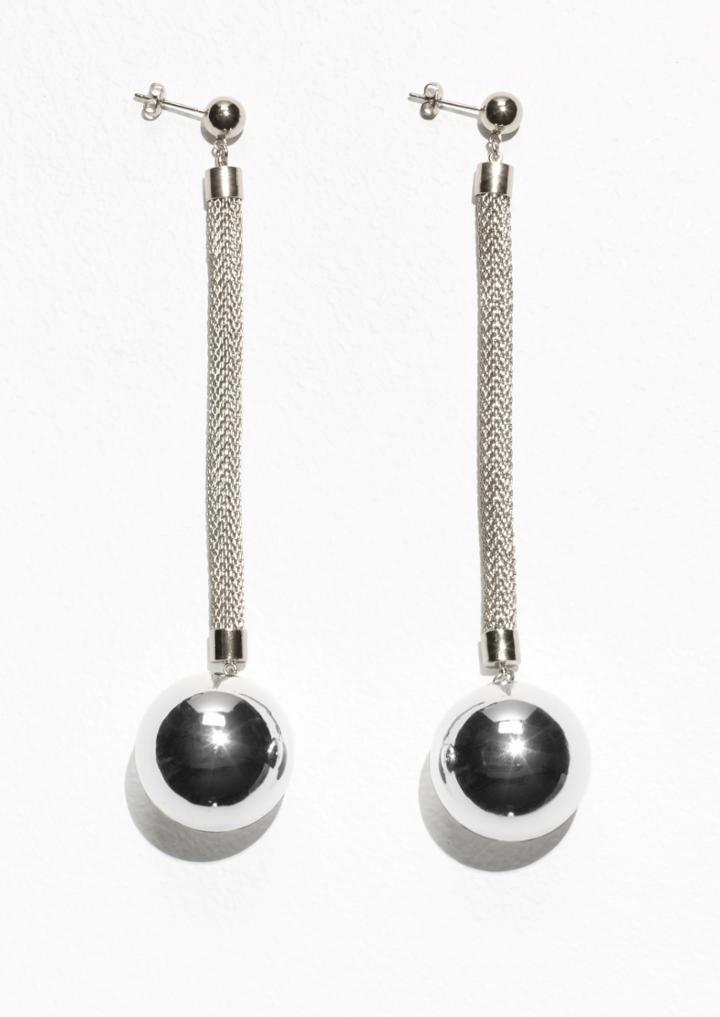 Other Stories Silver Globe Pendant Earrings