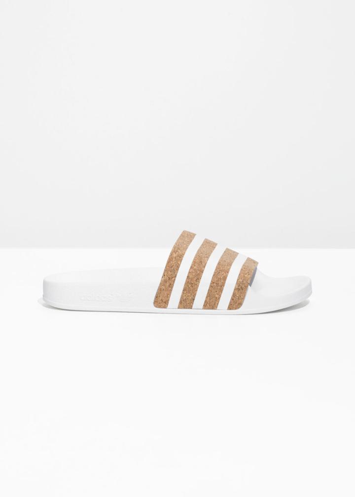 Other Stories Cork Patterned Pool Slides - White