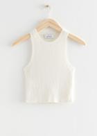 Other Stories Knitted Silk Blend Cropped Tank Top - Beige