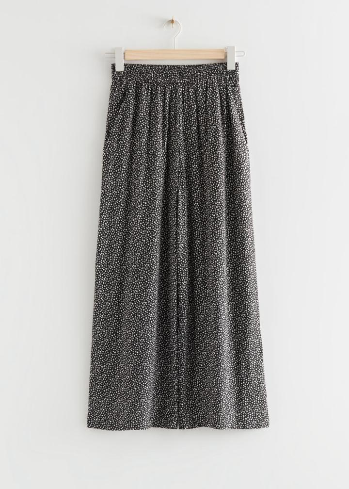 Other Stories Wide Printed Trousers - Black