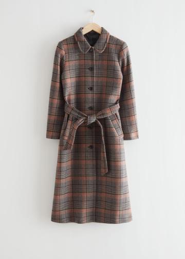 Other Stories Checkered Wool Coat - Blue
