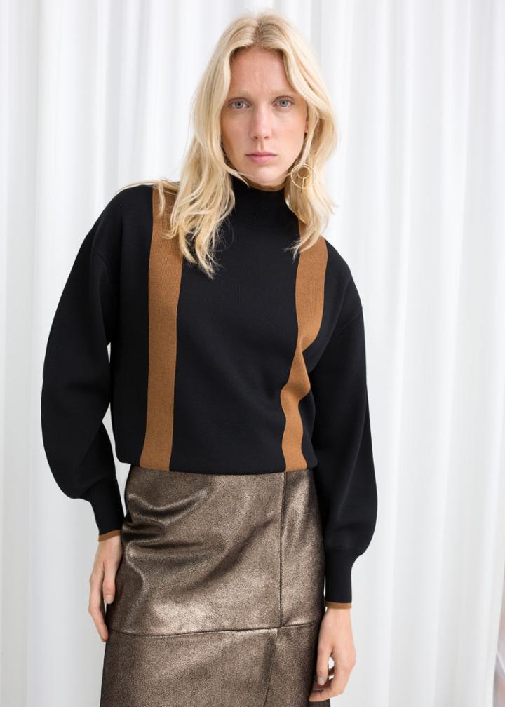Other Stories Duo Stripe Turtleneck - Black