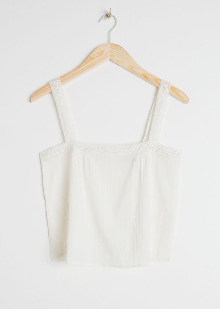 Other Stories Cotton Crochet Tank Top - White