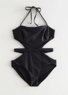 Other Stories Cut-out Halterneck Swimsuit - Black