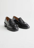Other Stories Heeled Leather Penny Loafers - Black