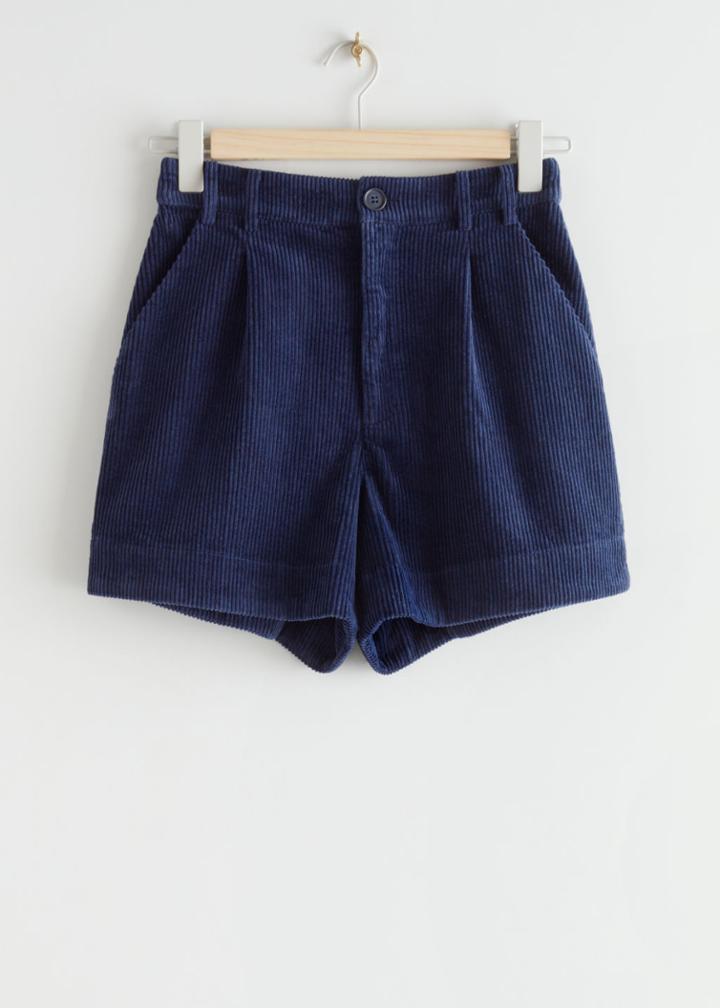 Other Stories Wide Corduroy Shorts - Blue