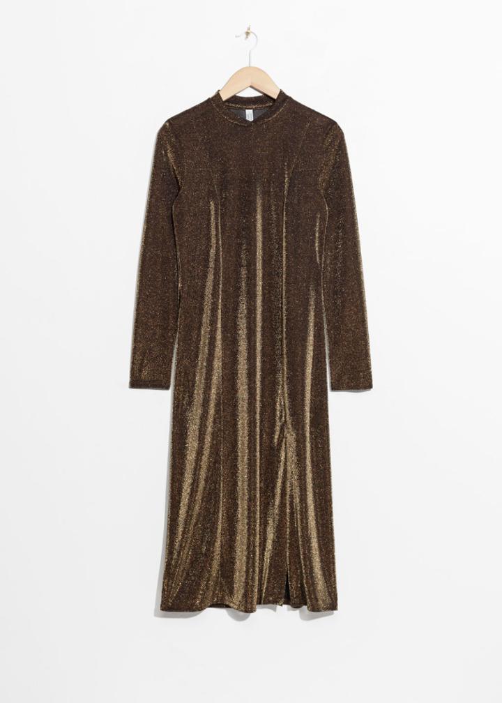 Other Stories Shimmery Midi Dress - Black