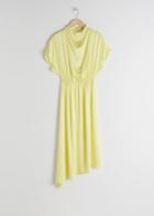 Other Stories Asymmetric Satin Midi Dress - Yellow