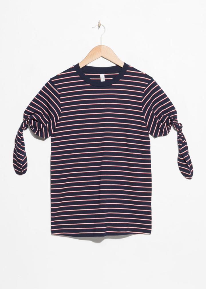 Other Stories Tie Sleeve T-shirt - Blue