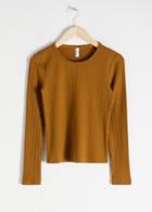 Other Stories Ribbed Long Sleeve Top - Yellow
