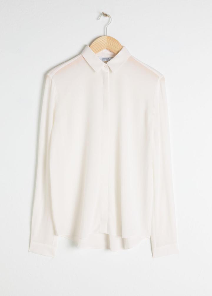 Other Stories Straight Fit Silk Shirt - White