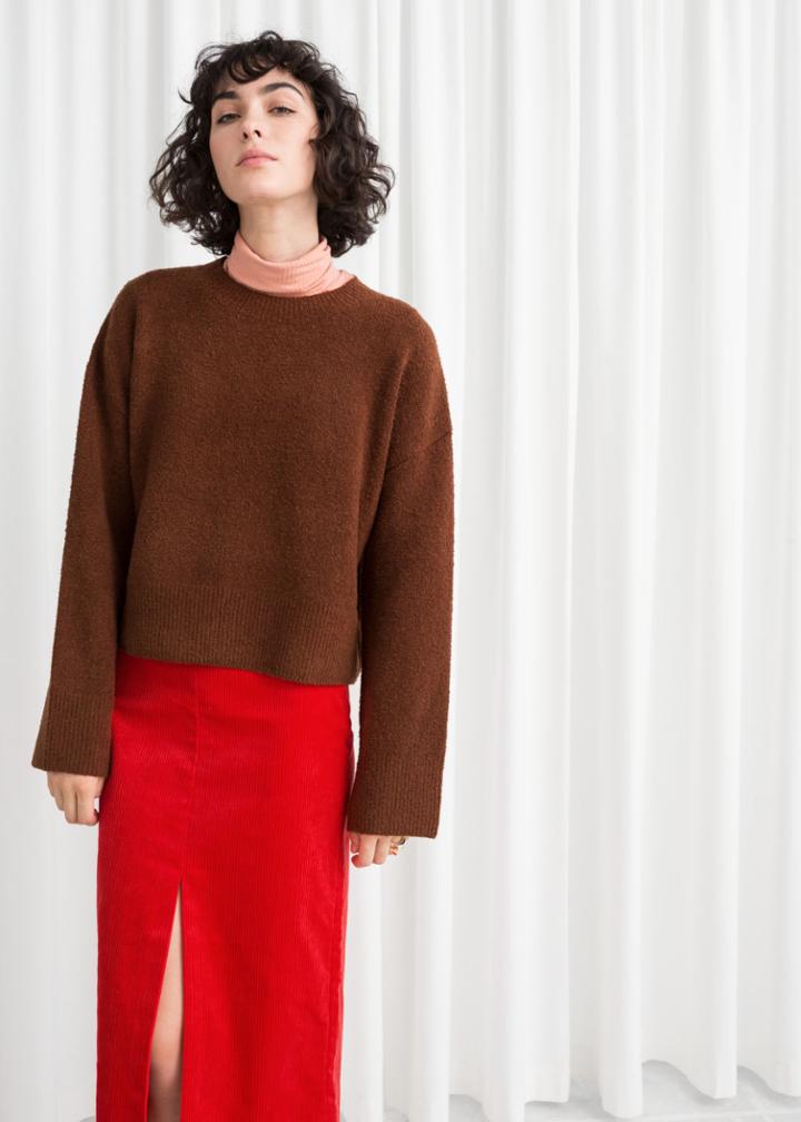 Other Stories Cropped Sweater - Brown