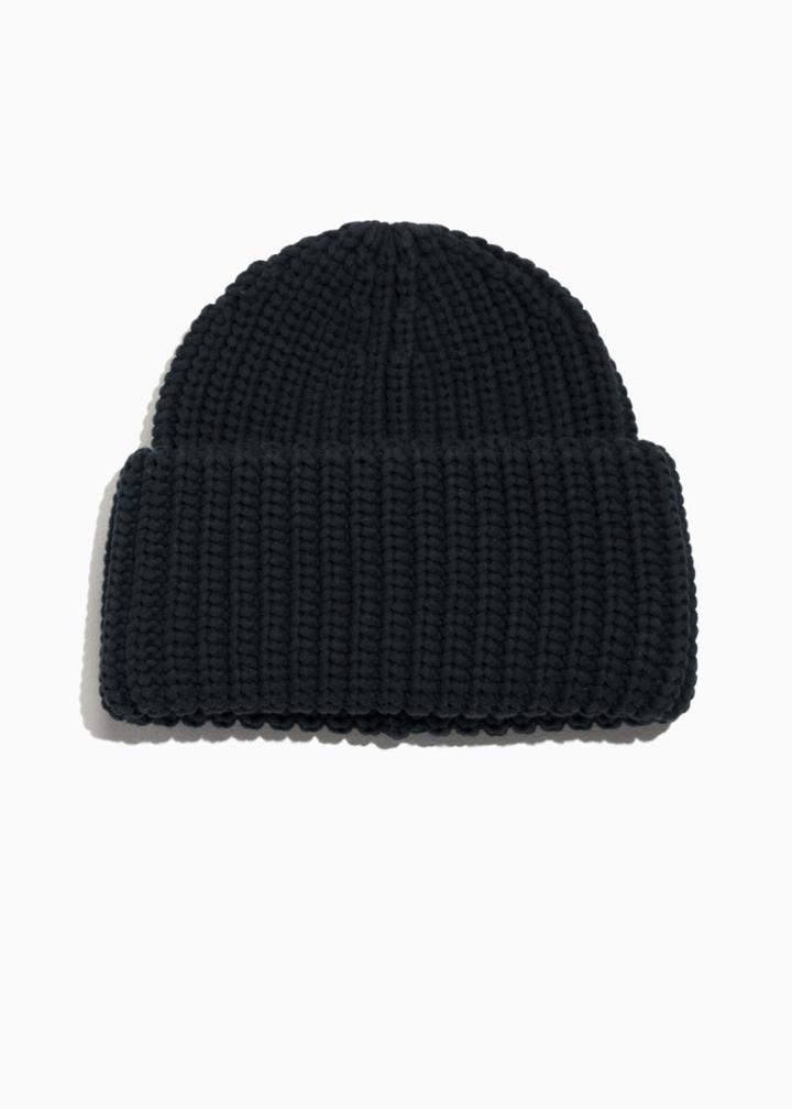 Other Stories Rib Knit Beanie - Black