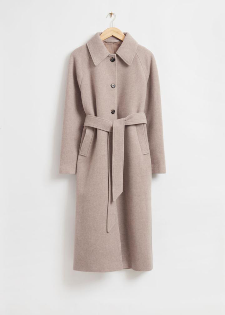 Other Stories Relaxed Wool Blend Coat - Beige