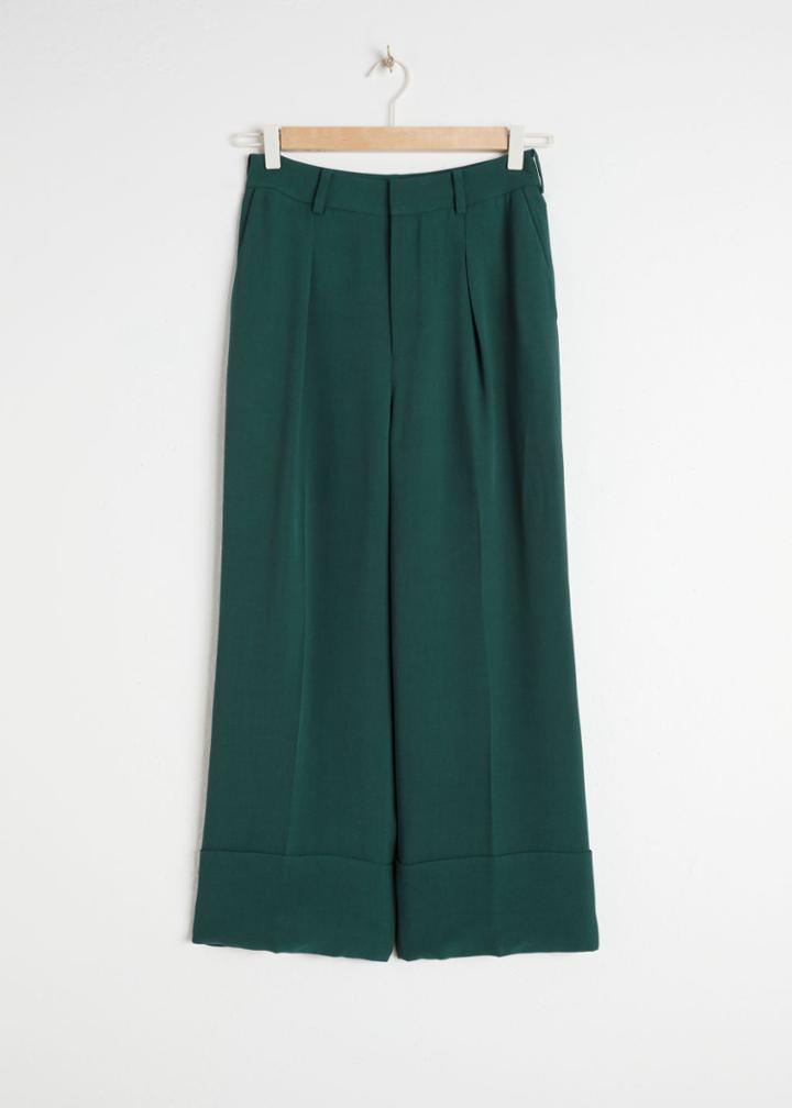 Other Stories Mid Rise Cuffed Trousers - Green