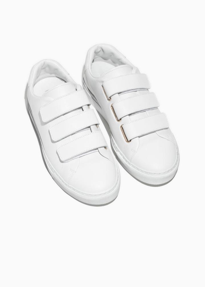 Other Stories Scratch Strap Patent Leather Sneaker - White