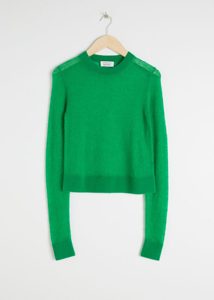 Other Stories Sheer Wool Blend Sweater - Green