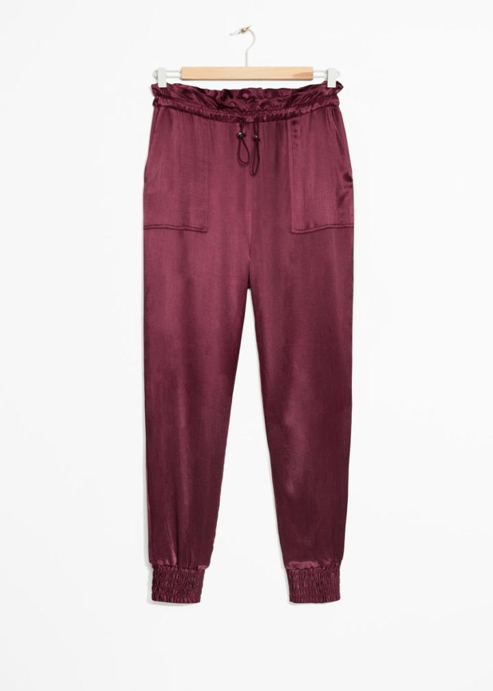 Other Stories Satin Joggers - Red
