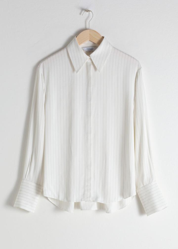 Other Stories Pinstripe Button Up Shirt - White