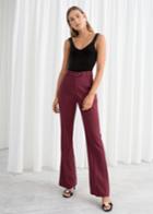 Other Stories Kick Flare Pinstripe Trousers - Red