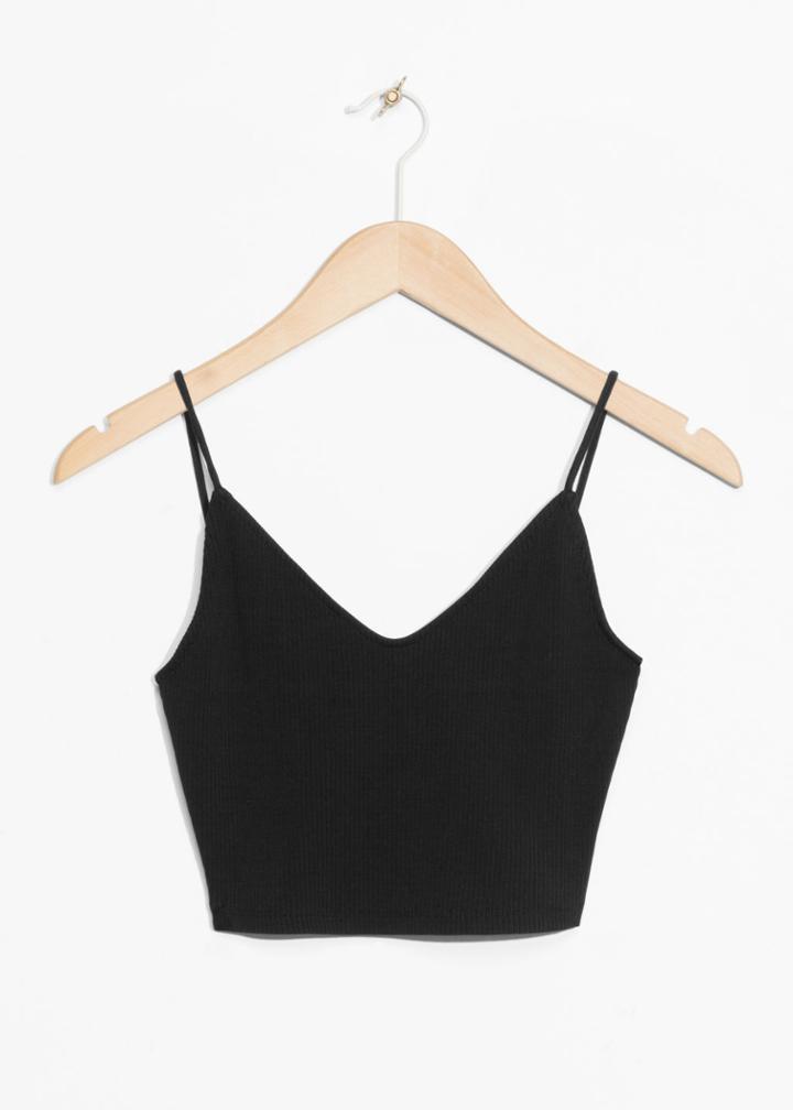 Other Stories Thin Strap Crop Top - Black
