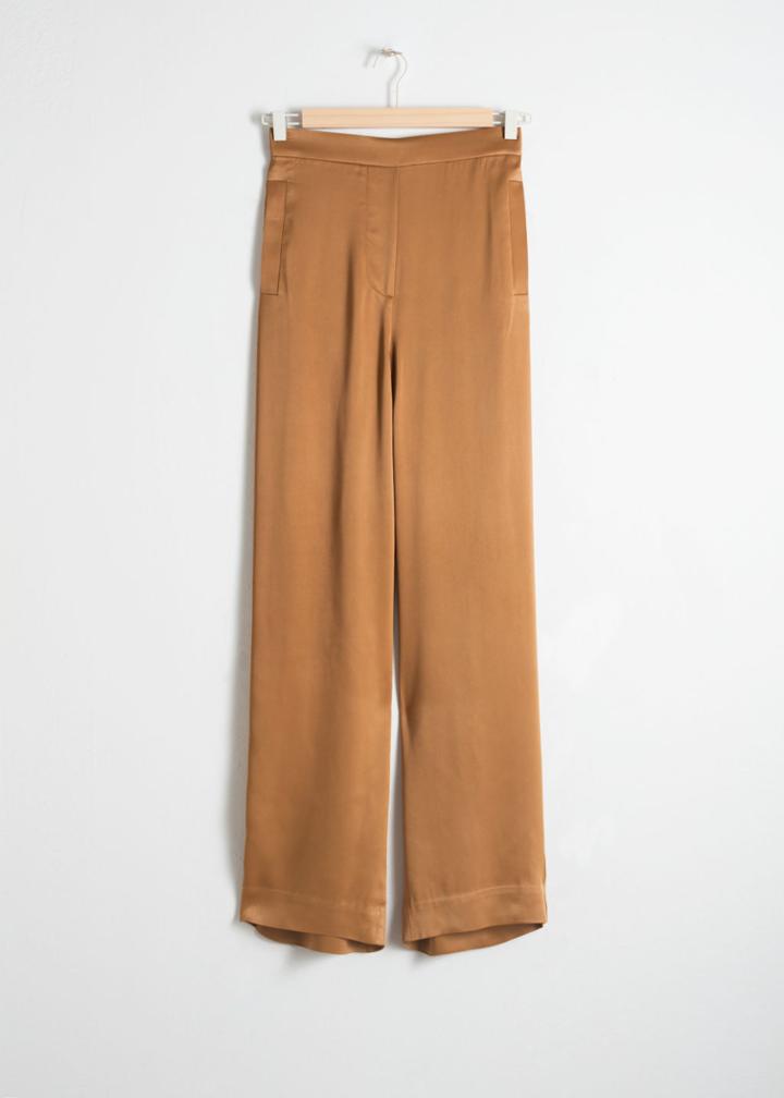 Other Stories High Waisted Satin Trousers - Beige