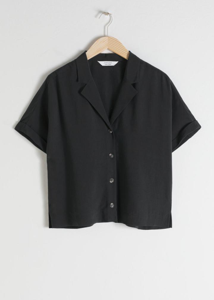 Other Stories V-cut Button Up Shirt - Black