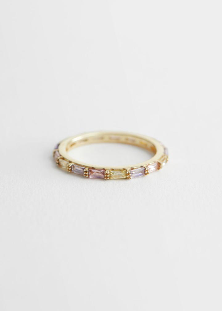Other Stories Crystal Stud Ring - Pink