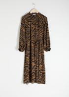 Other Stories Oversized Belted Zebra Midi Dress - Brown