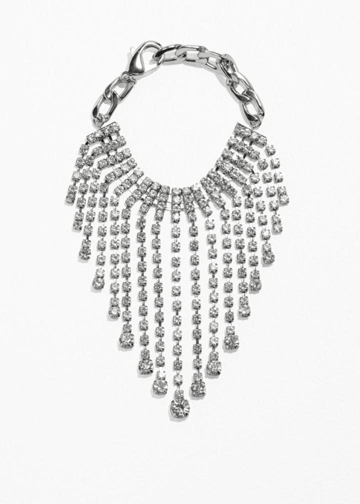 Other Stories Crystal Waterfall Bracelet - White
