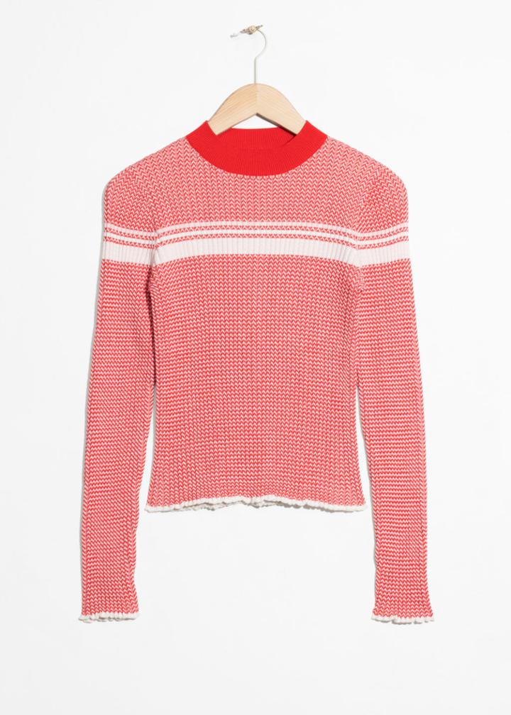 Other Stories Striped Melange Top - Red