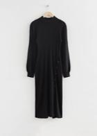Other Stories Buttoned Rib Knit Dress - Black