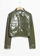 Other Stories Patent Leather Utilitarian Jacket - Green