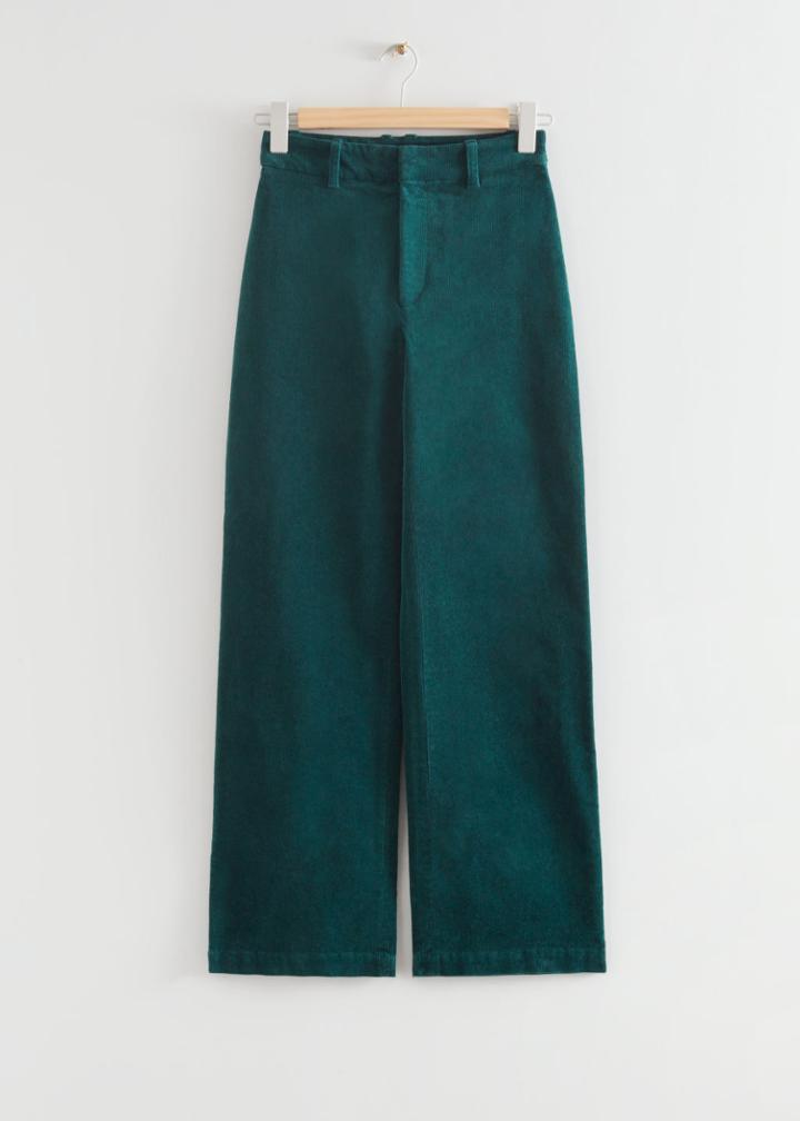 Other Stories Long Tailored Corduroy Trousers - Green