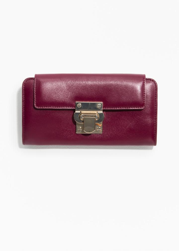 Other Stories Gold Lock Leather Wallet - Red