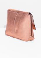 Other Stories Flap Leather Clutch - Gold