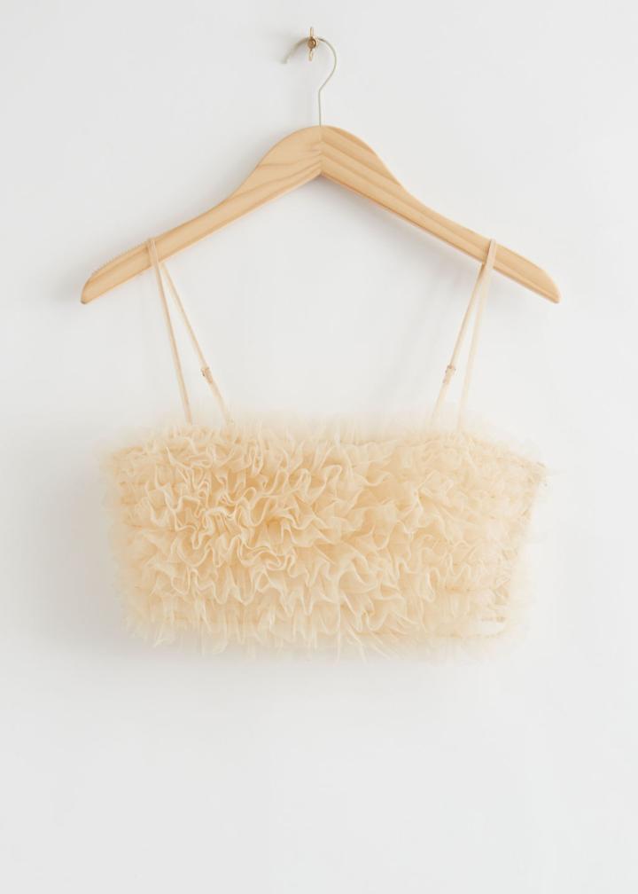 Other Stories Ruffled Cropped Top - Beige