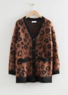 Other Stories Jacquard Mohair Knit Cardigan - Black