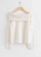 Other Stories Off-shoulder Chunky Wool Sweater - White