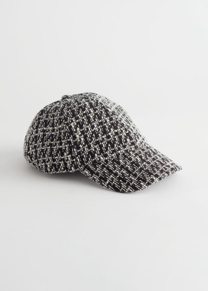 Other Stories Tweed Baseball Cap - Black