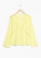 Other Stories Flare Sleeve Frills Shirt - Yellow