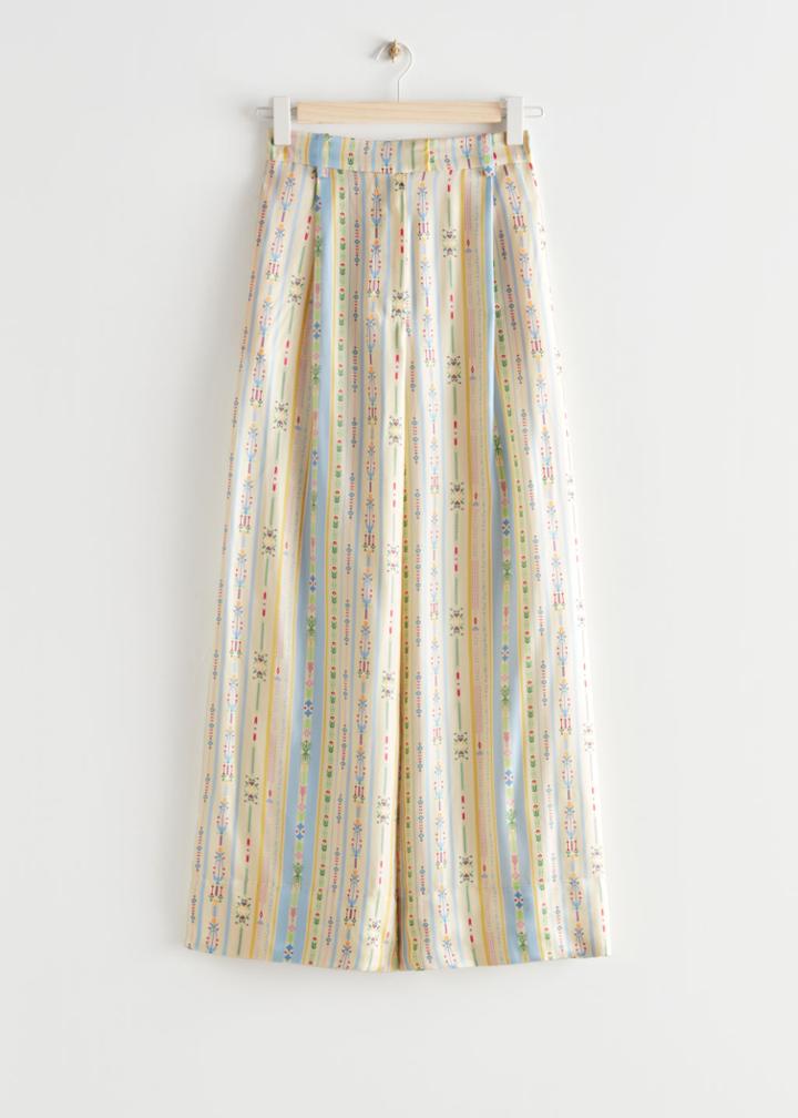 Other Stories Wide Printed Silk Trousers - Blue