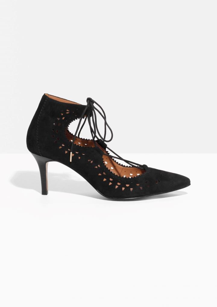 Other Stories Cut Out Lace Up Suede Pumps