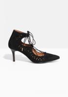 Other Stories Cut Out Lace Up Suede Pumps