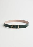 Other Stories Croc Embossed Leather Belt - Green