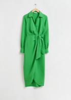 Other Stories Collared Wrap Midi Dress - Green
