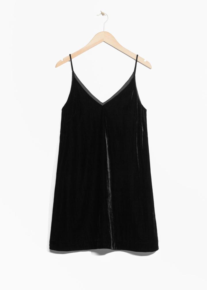 Other Stories Strap Velvet Dress - Black