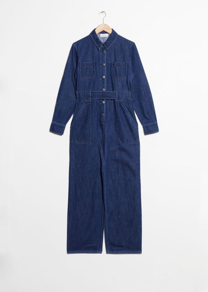 Other Stories Denim Overall Jumpsuit - Blue