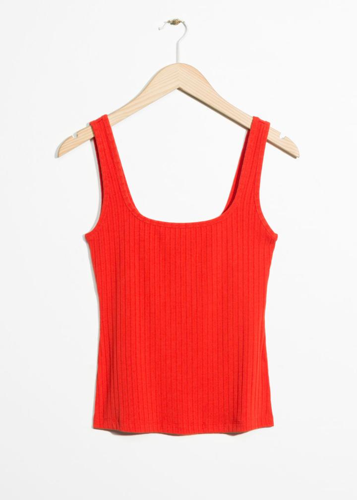 Other Stories Ribbed Tank Top - Orange